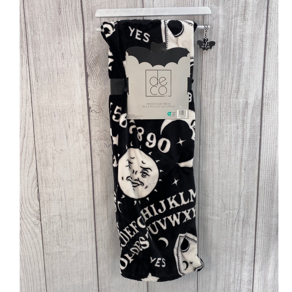 Deco Plush Throw Blanket 50x70 Black White Spirit Board Celestial Occult Mystic